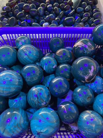 Blue Sumatra Amber Spheres